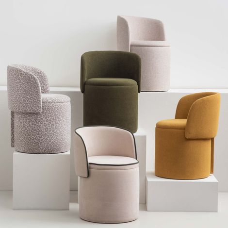 Tabouret fauteuil Eclipse léopard – Assise moelleuse 40 cm – Dossier enveloppant – Revêtement tissu imprimé – Largeur 49 cm – Amadeus