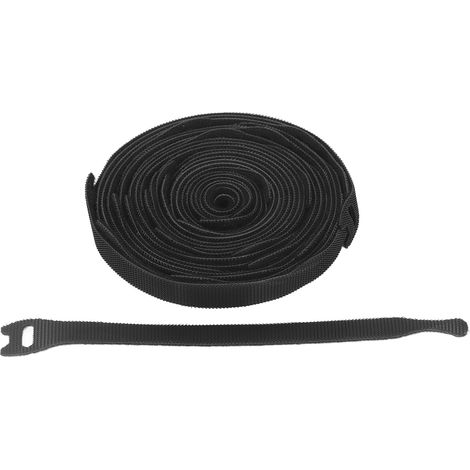 Attache-câbles d'ordinateur en nylon perforé Velcro, noire, fonctionnelle, 20 cm par paquet (1/5)