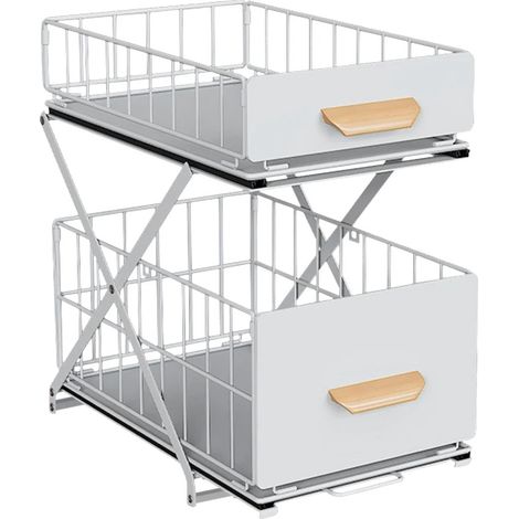 Organizador para lavabo de baño, diseño deslizante, altura ajustable, BLANCO (1/2)