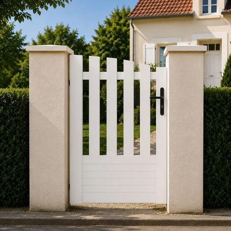 Portillon battant manuel PVC blanc ALENÇON INCURVÉ L 100 x H 145 cm - poignée à droite (1/5)