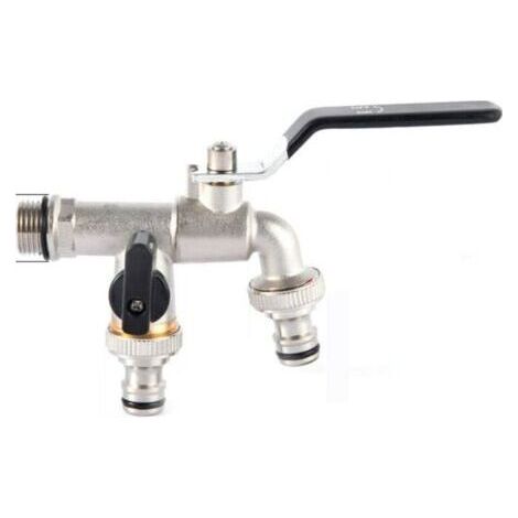 Robinet extérieur antigel en laiton chromé Double sortie 3/4 pouces Débit élevé pour chasses d'eau Installation facile (1/2)