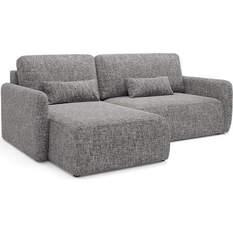 Umkehrbares und umwandelbares 3-Sitzer-Ecksofa mit Truhe Lazare Grau
