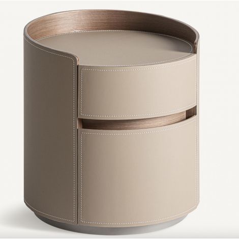Table de nuit Kevna en simili cuir marron clair - Élégance contemporaine (1/3)