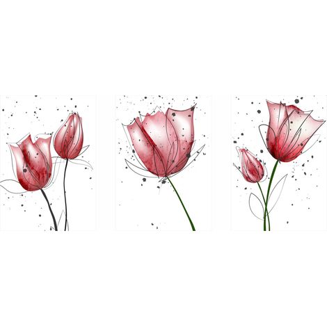 Posterset – Abstraktes Motiv rote Blumen PLN006 (1/5)