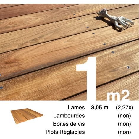 Planches de terrasse bois exotique JATOBA pour 1 m² • Longueur 3,05 m (1/4)