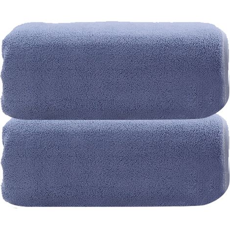Lot de 2 serviettes de bain extra-larges (70 x 135 cm), séchage rapide, ultra-douces et absorbantes, bleues.