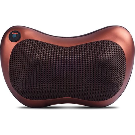 Almohada de masaje eléctrica multifuncional para cuello, columna lumbar, hombros y espalda, ideal como regalo para el hogar, fabricante 898 (un botón y dos cabezales). (1/5)