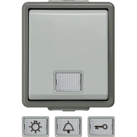 Siemens DELTA superficie IP44 AP Pulsador con ventana blanca e inserto LED, 1-polo, 1 contacto NA, 5TD4701