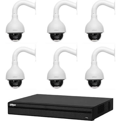 Kit de Vidéosurveillance Enregistreur DVR 2 ports HDMI et 6 Caméras Dôme Analogiques HDCVI (1/3)