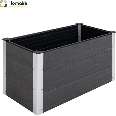 HOMAIRE Hochbeet Wetterecht Pflanzkasten aus WPC + Aluminium Grau