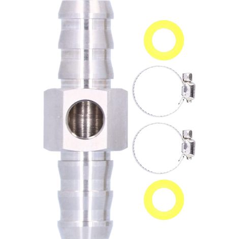 Raccord en T de Conduite de Carburant de 1/2 Pouces avec Port 1/8-27 NPTCapteur de Manomètre de Carburant-adaptateur de Tuyau de en Acier Inoxydable avec Colliers et JointsInstallation (1/5)