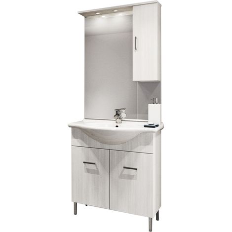 Mobile bagno venice larice bianco cm 75 con lavabo e specchio (1/2)