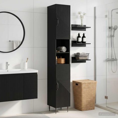 vidaXL Armario de Baño con Estante Abierto HAARLEM Negro (1/5)