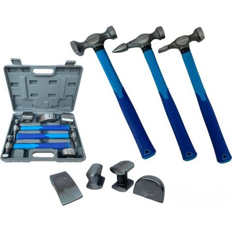 KIT MARTELLI E TASSI DA CARROZZIERE RIPARAZIONE AUTO CON VALIGETTA SET 7 PZ (1/5)