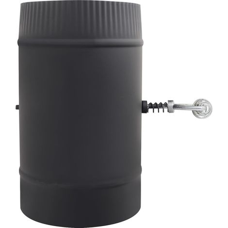 Tuyau de poêle avec clé de tirage Clapet papillon à bois barbecue circulaire réglage régulateur tirage cheminée insert registre clapet conduit cheminée pour chaudière bois (125mm) (1/5)
