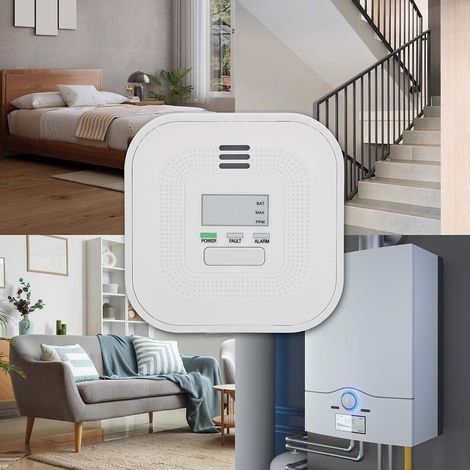 Alecto Kohlenmonoxidmelder mit Display und 10 Jahren Batterie- und Sensorlaufzeit Weiß