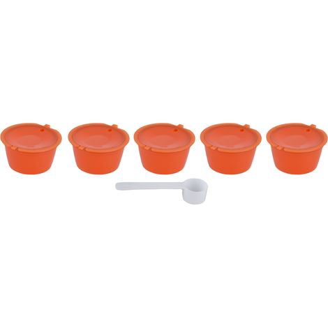 5 Pièces Filtre à Café Réutilisable 50ml avec Cuillère pour Machine DOLCE GUSTO - Orange (1/5)