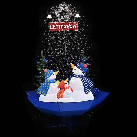 vidaXL Árbol de Navidad con nieve con base de paraguas PVC azul 170 cm (1/5)