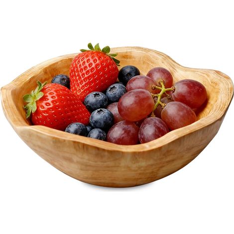 Bol à Fruits En Bois Naturel: Bol En Bois Créatif Irrégulier, Bols En Boises Naturel Fait à La Main Pour La Nourriture Pour La Maison, La Pièce Maîtresse Table, La Cuisine, Le Bureau (20-24 Cm) (1/5)