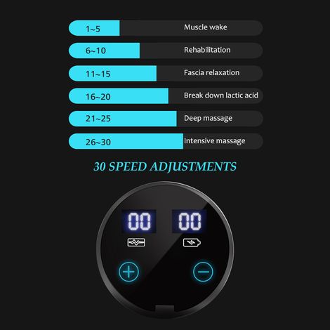 6-Kopf-Muskelmassagegerät, 30 Geschwindigkeitsstufen, Perkussionsmassagegerät, LCD-Display, Tiefenentspannung, Faszienmassage, Figurformung, Fitness (1/5)
