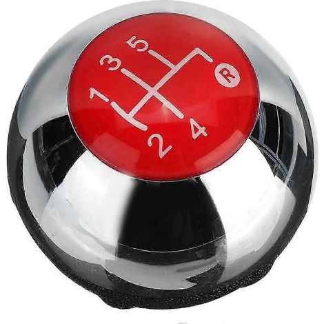 Pommeau de levier de vitesses à 5 rapports pour Fiat 500 2012-2018 Chrome + Rouge 55344048 (1/4)