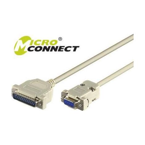Microconnect DB-9/DB-25 M/F 3m - Cavo seriale (grigio, 3 m, DB-9, DB-25, connettore maschio/connettore femmina, grigio)