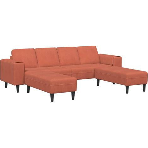 Fabric Sofa with Cushion Red Orange 208 cm Corduroy fabric vidaXL (1/5)