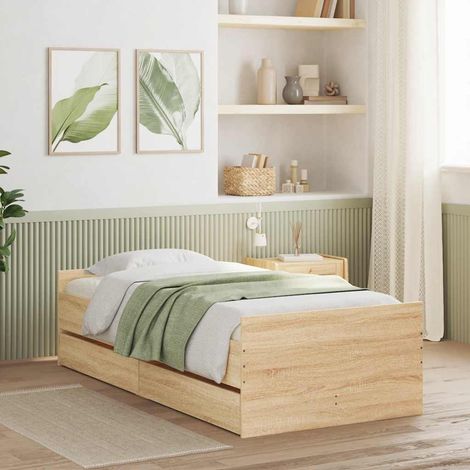 Cadre de lit sans matelas chêne sonoma 75x190 cm (1/5)