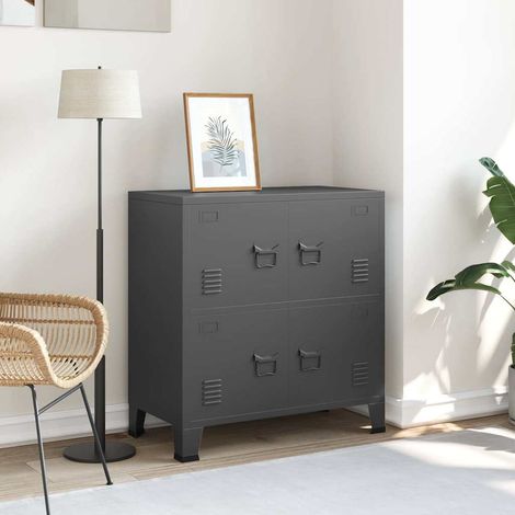 Classeur industriel Meuble de Rangement - Armoire De Bureau Anthracite 75x40x80 cm Acier BV280155 - BonneVie (1/5)