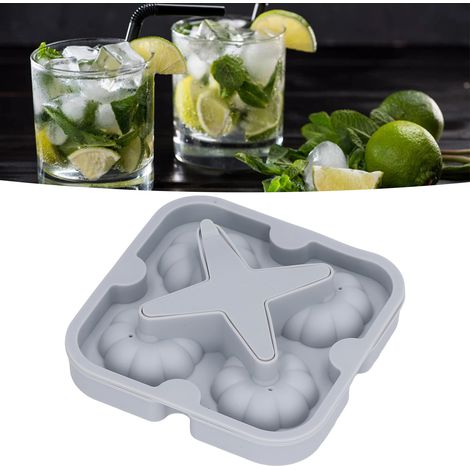 Runde Eiswürfelform mit 4 Fächern, Silikon-Eiswürfelform mit 4 Fächern, Kürbisform, Grau (1/5)
