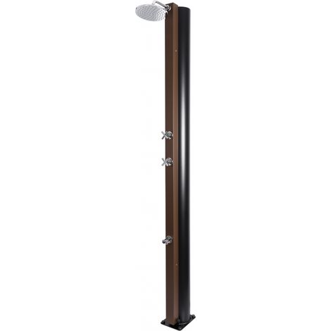 Douche de piscine solaire Marron Rustique avec rince pieds 40L (1/5)