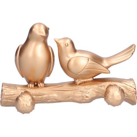 Porte-clés mural oiseau en résine pour manteau, chapeau, serviette, sac - Or pour salon, cuisine, salle de bain (1/5)
