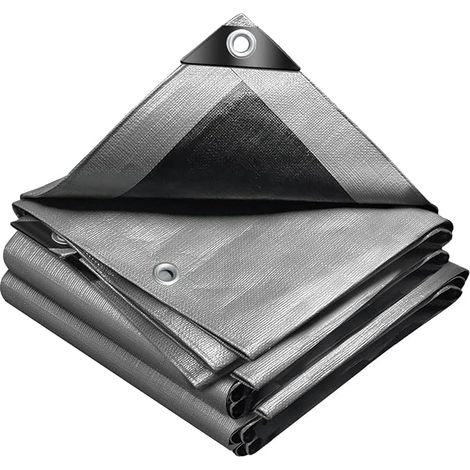 Bâche PE renforcée 180g/m² argent noir imperméable 3×3m, couverture agricole bateau (1/5)