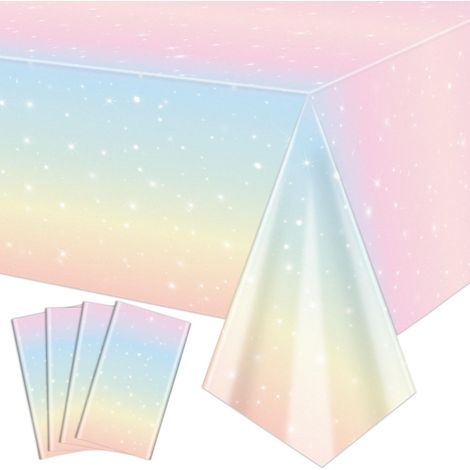 4er Pack Pastell Regenbogen Tischdecken 130x220cm für Partys