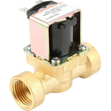 Électrovanne 12V DC en laiton DN15 G1/2 Normalement Fermée Corps en Cuivre pour Eau (1/5)