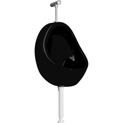 Wandurinal mit Spülventil Keramik Schwarz vidaXL (1/5)