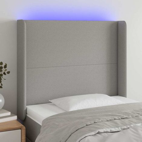 vidaXL Cabecero con LED de tela gris claro 83x16x118/128 cm (1/5)