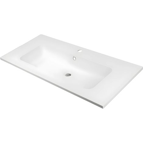 Lavabo ad incasso mineral marmo colore bianco opaco mobile composizione bagno misure 101x46 cm - confezione 1 (1/5)