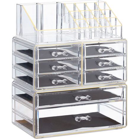 Organizer per trucco impilabile 30 x 24 x 14 cm 24 scomparti pratico design in acrilico trasparente 130005403