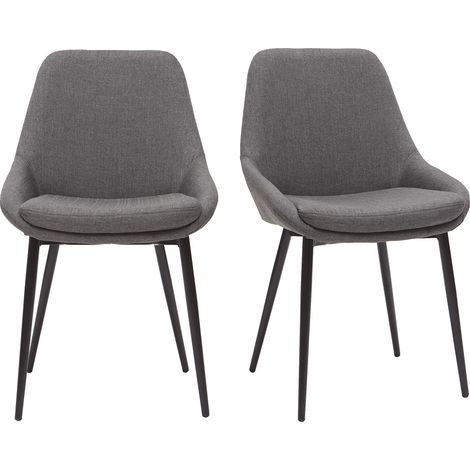 Stoffdesign-Stühle in Grau und Schwarzem Metall (2er Set) HOLO