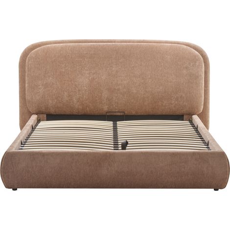 Lit coffre en tissu 160x200cm - Marron - Claudie (1/5)