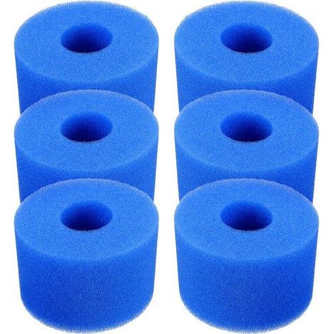 Lot de 6 cartouches de filtre de piscine réutilisables et lavables en mousse pour jacuzzi type S1 (bleu) (1/5)