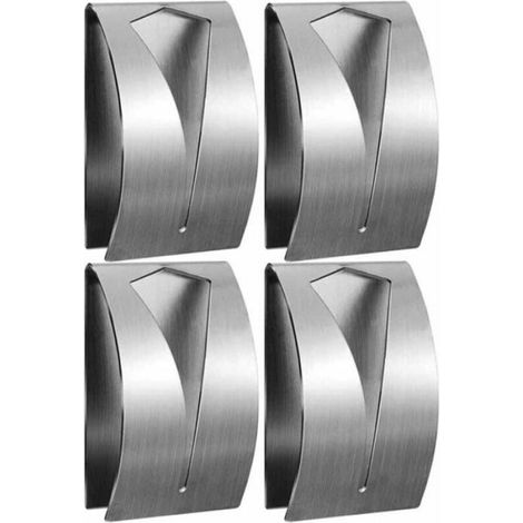 Porte-Serviettes - Acier Inoxydable - Pour Cuisine Salle De Bain - Auto-Adhésif Sans Perçage - Lot De 4