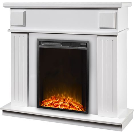 Camino Elettrico da Pavimento ad Angolo 100x100x50 cm Effetto Fiamma 1500W Marina angolo & Miriam Bianco (1/2)