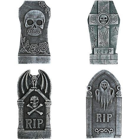 Lot de 4 pierres tombales d'Halloween (1/3)