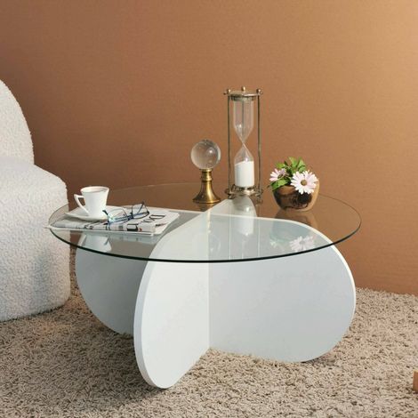 Dmora - Wohnzimmertisch Doliveir, Niedriger Wohnzimmertisch, Kaffeeregal, Couchtisch für Sofa, 75x75h35 cm, Weiß (1/5)