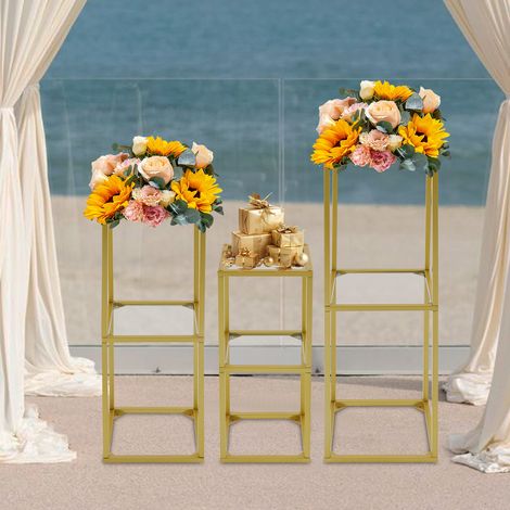 Soporte para flores oro metal boda: soporte para flores para centro de mesa decoraciones de fiesta de cumpleaños, soporte para flores de boda gran calidad (1/5)