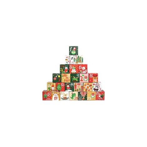 Set mit 24 Weihnachts-Countdown-Geschenkboxen 2024 – Maße: 7 x 7 x 7 cm – Befüllbar mit Süßigkeiten oder kleinen Geschenken (1/5)
