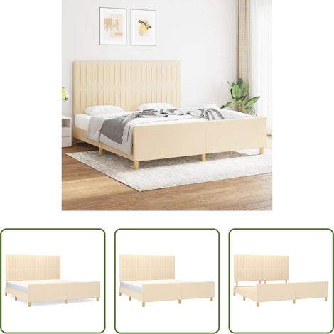 Kopfteil - Bettgestell ohne Matratze Creme 180x200 cm Stoff (1/5)
