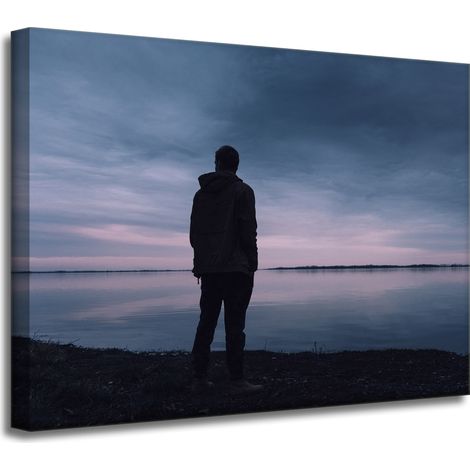 Leinwanddruck Landschaft See Mann 40x30